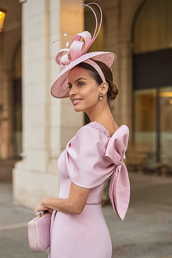 Couture Club Blush Pink Bardot Neckline Dress with Embellishment 2G212