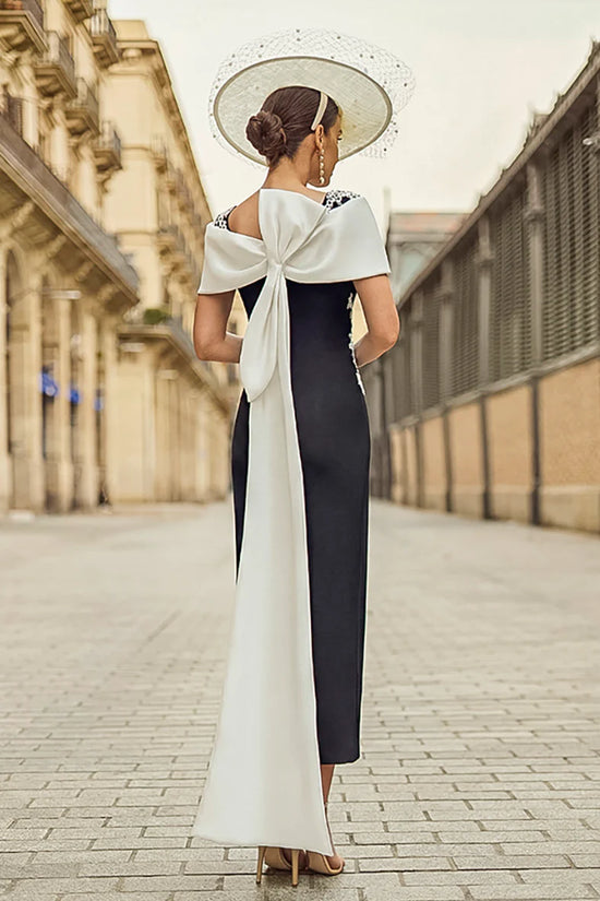 Couture Club Black Ivory Bow Back Off-Shoulder Dress
