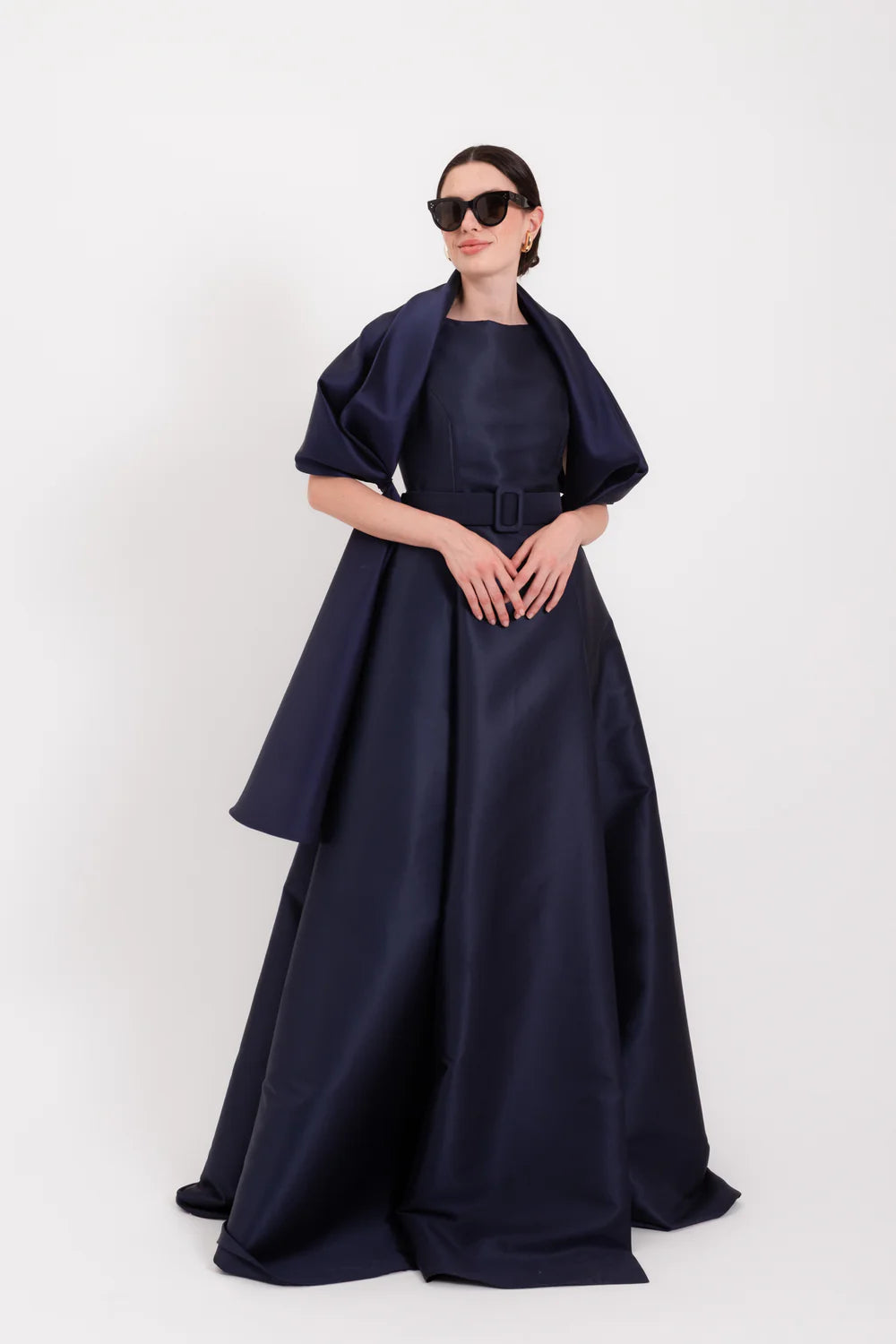 Lavi Couture Night Blue Elegant Long Dress with Side Slit