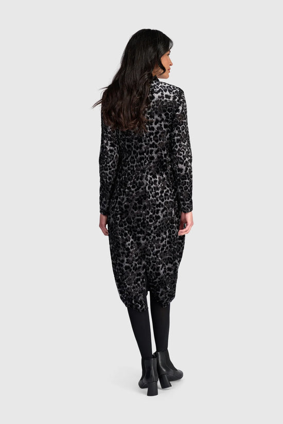 Alembika Luminary Cocoon Dress, Black/Pewter Leopard