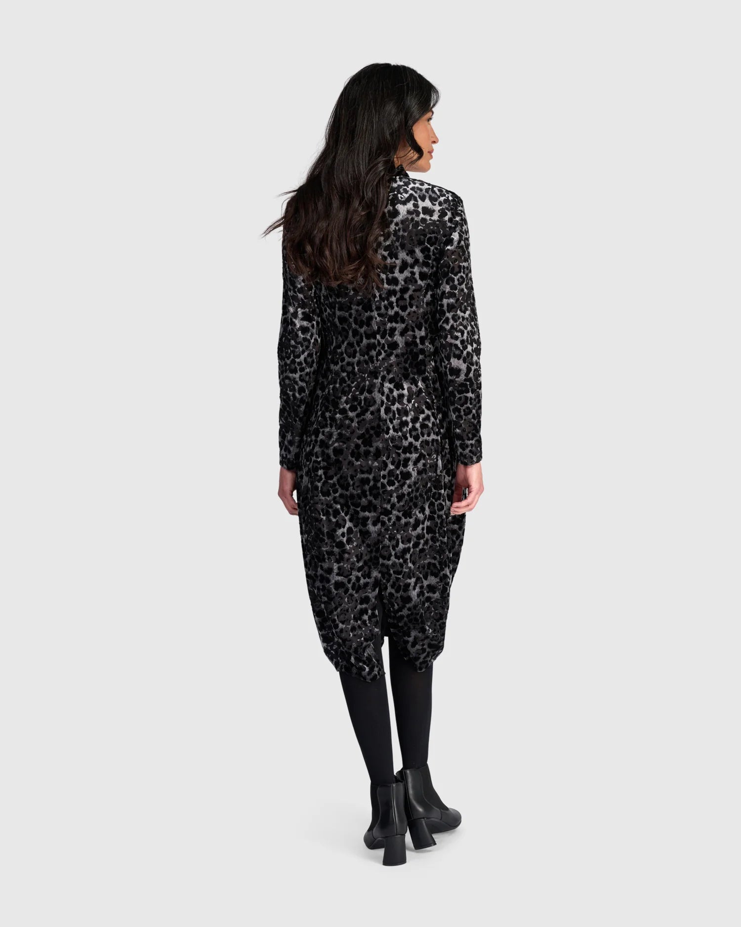 Alembika Luminary Cocoon Dress, Black/Pewter Leopard