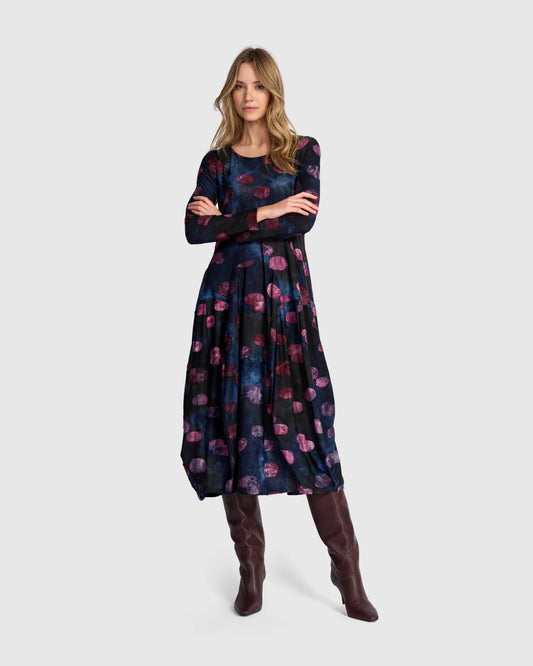 Alembika Calliope Crew Cocoon Dress Midnight/Wine