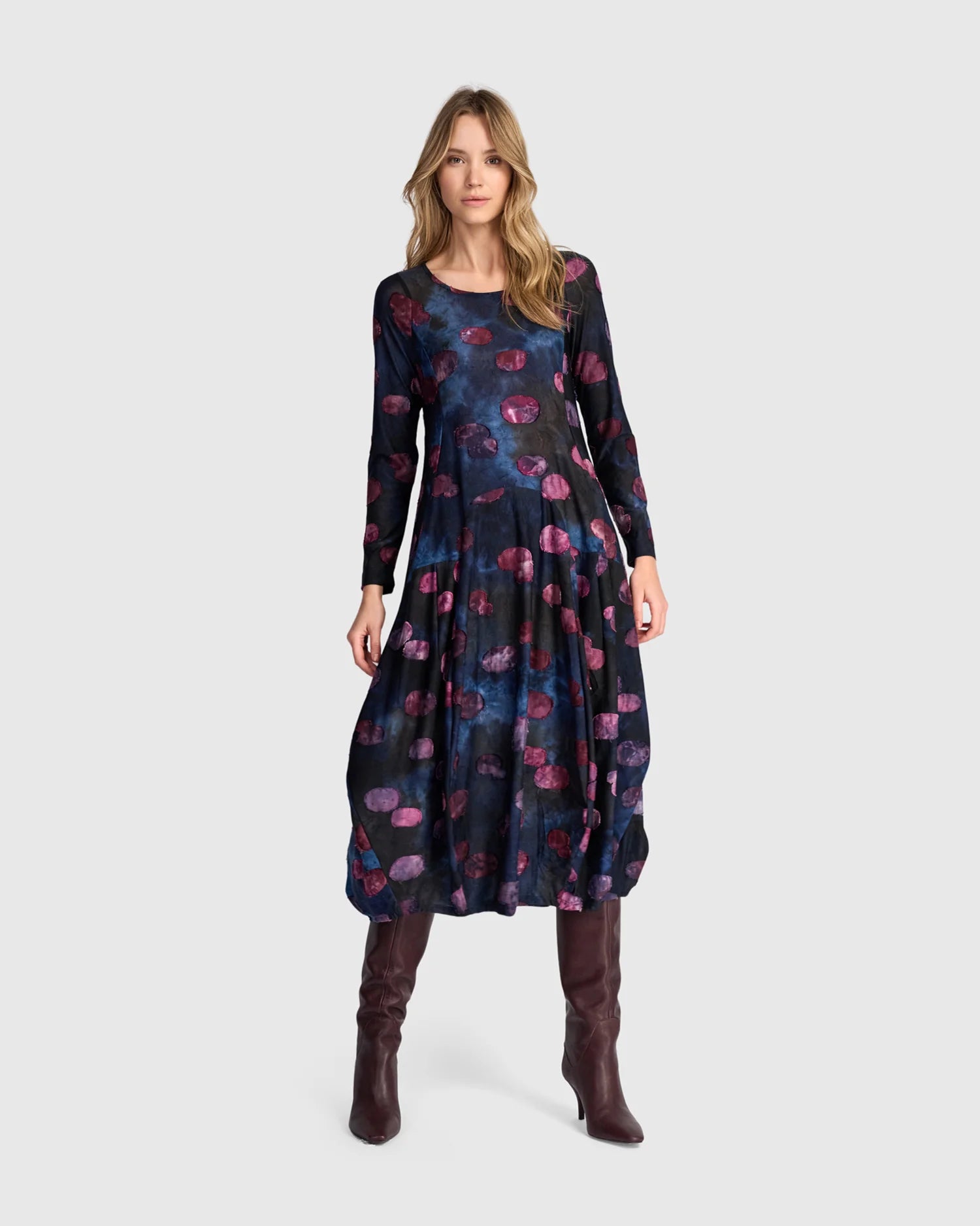 Alembika Calliope Crew Cocoon Dress Midnight/Wine