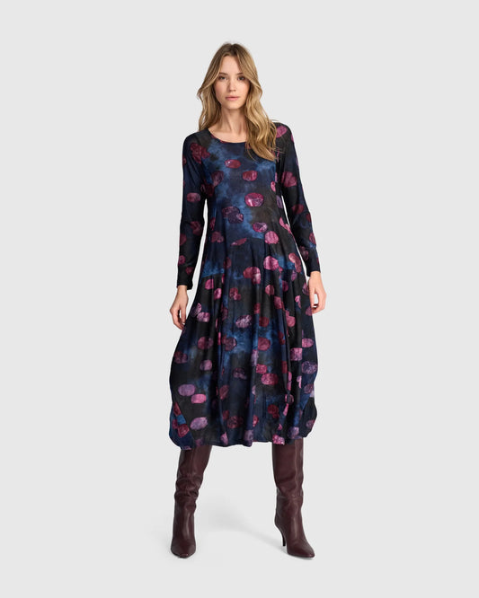 Alembika Calliope Crew Cocoon Dress Midnight/Wine