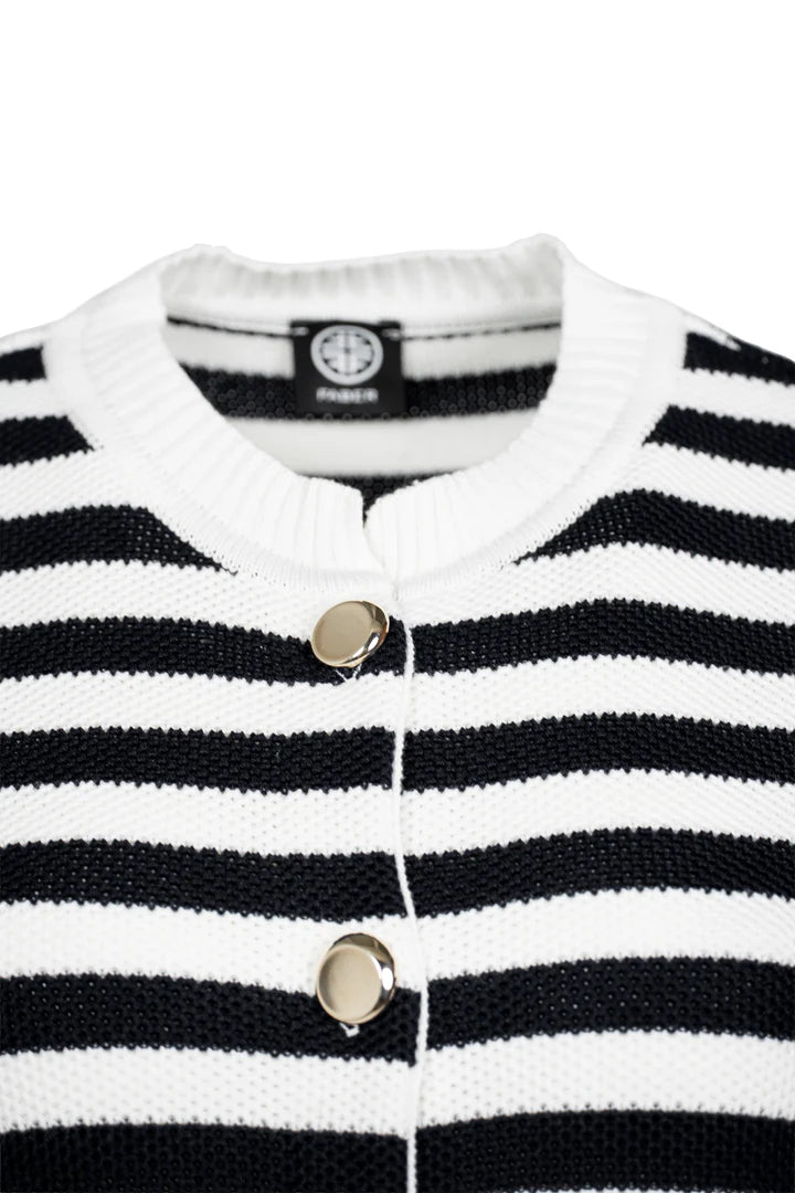 Faber Navy & Cream Striped Cardigan