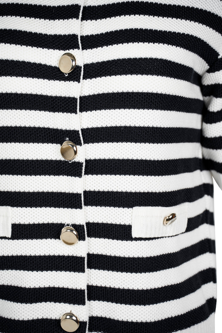 Faber Navy & Cream Striped Cardigan