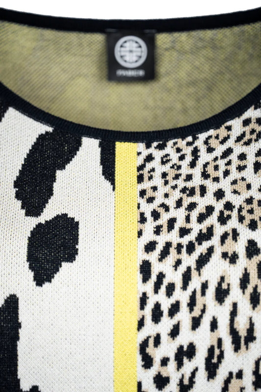 Faber Leopard Jacquard Sweater – 3/4 Batwing Sleeve Casual Knit 15622