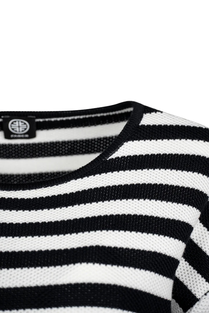 Faber Navy & White Striped 3/4 Sleeve Sweater