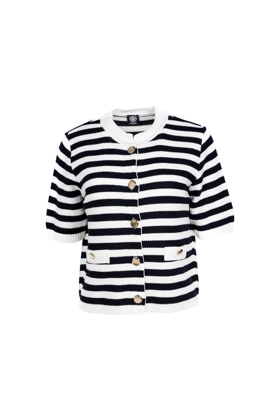 Faber Navy & Cream Striped Cardigan