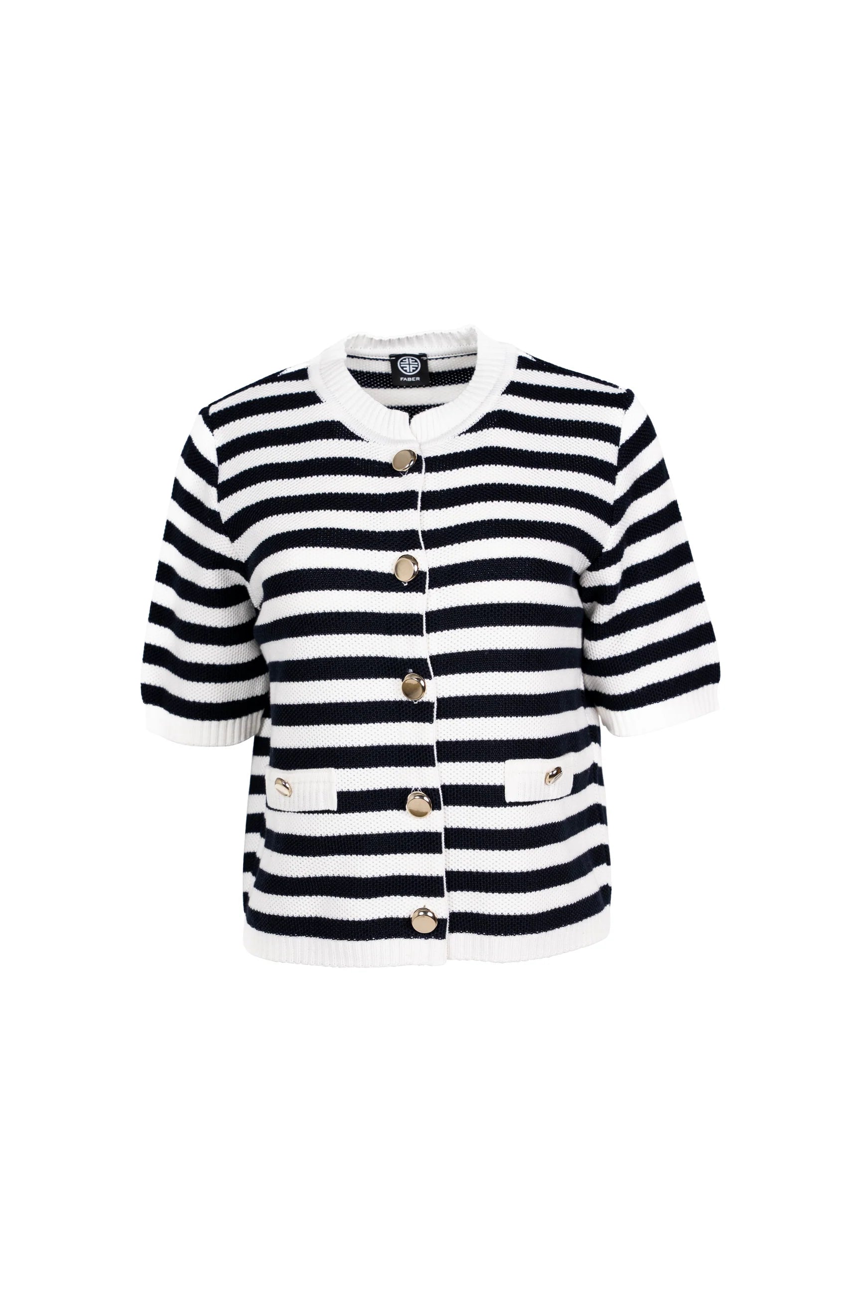 Faber Navy & Cream Striped Cardigan