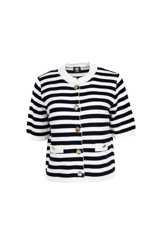 Faber Navy & Cream Striped Cardigan