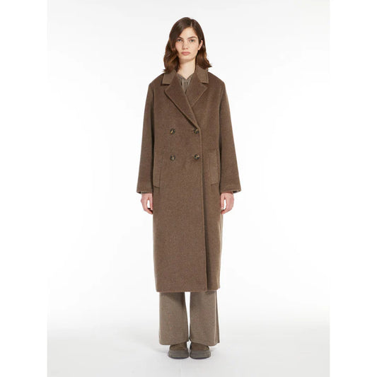 Max Mara chocolate double breasted coat in wool and alpaca Zufolo