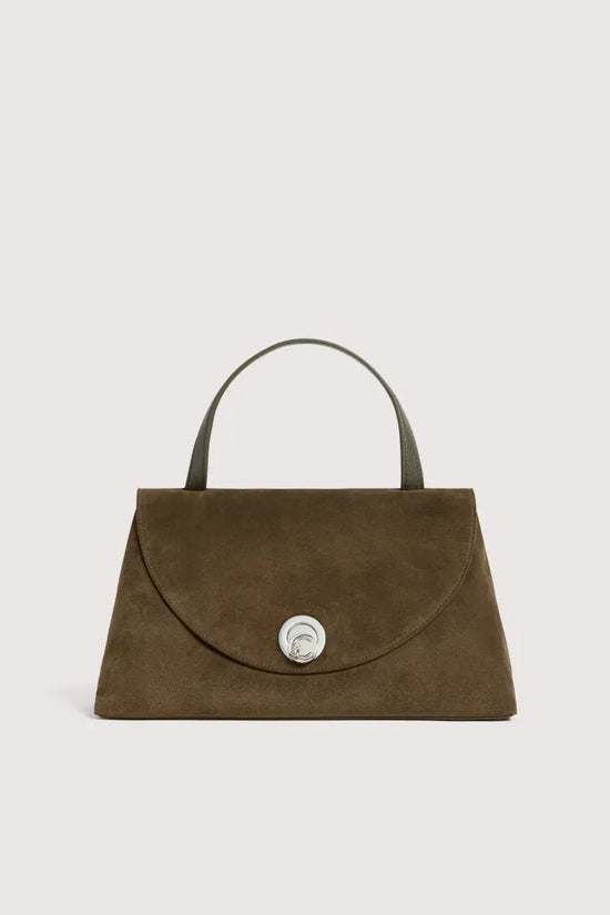 Coccinelle Mud Suede C-Me Logo Turn Lock Bag with Flap