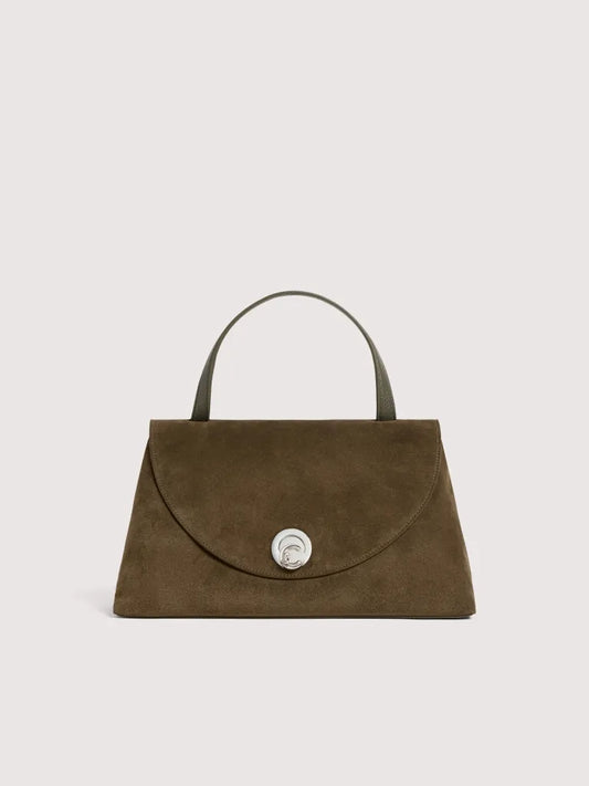 Coccinelle Mud Suede C-Me Logo Turn Lock Bag with Flap