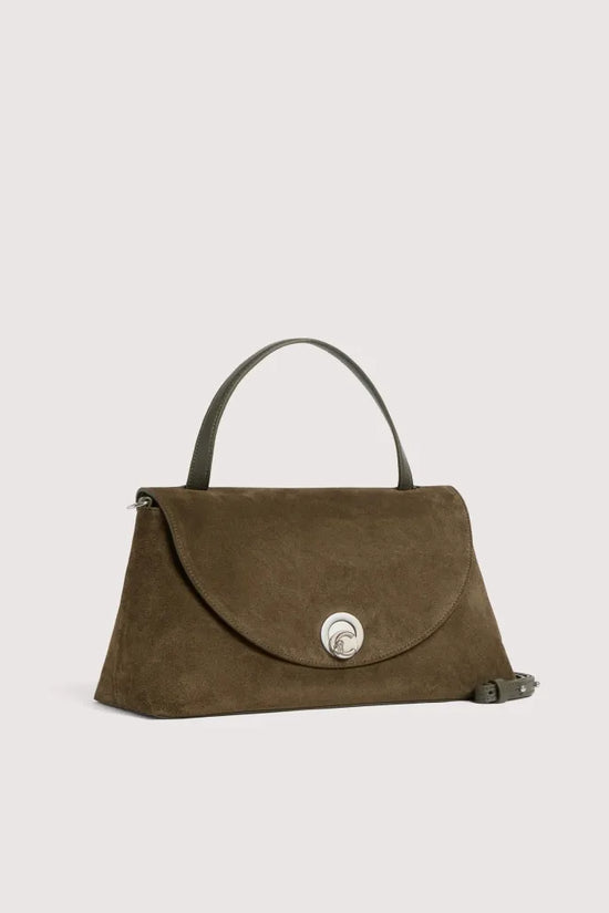 Coccinelle Mud Suede C-Me Logo Turn Lock Bag with Flap