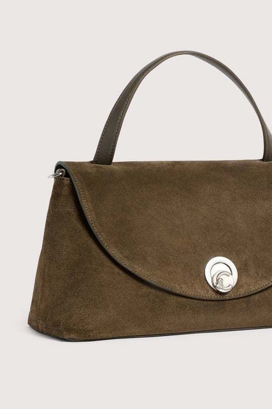 Coccinelle Mud Suede C-Me Logo Turn Lock Bag with Flap