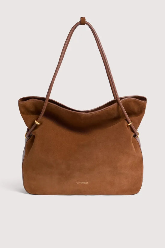 Coccinelle Cognac Lizzie Large Suede 2 Handle Bag