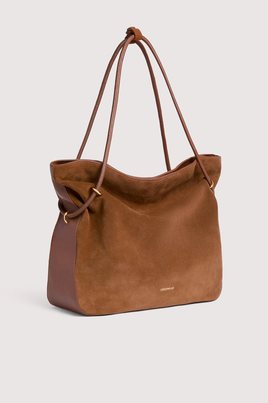 Coccinelle Cognac Lizzie Large Suede 2 Handle Bag