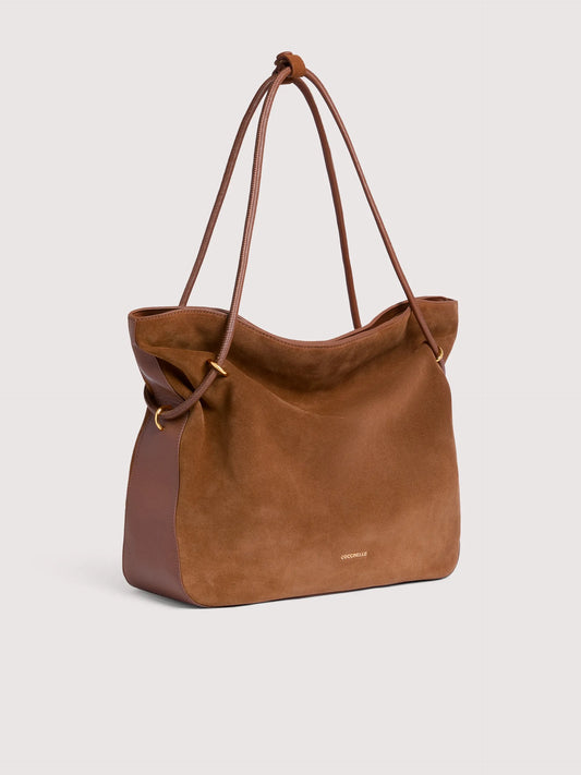 Coccinelle Cognac Lizzie Large Suede 2 Handle Bag