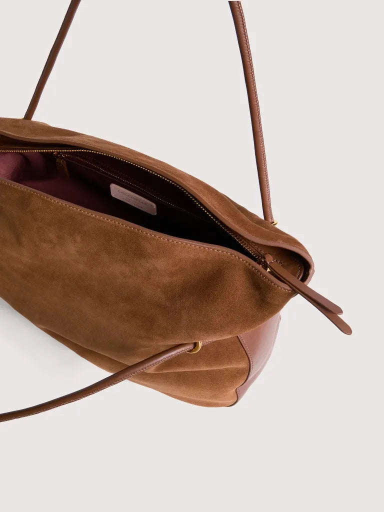 Coccinelle Cognac Lizzie Large Suede 2 Handle Bag
