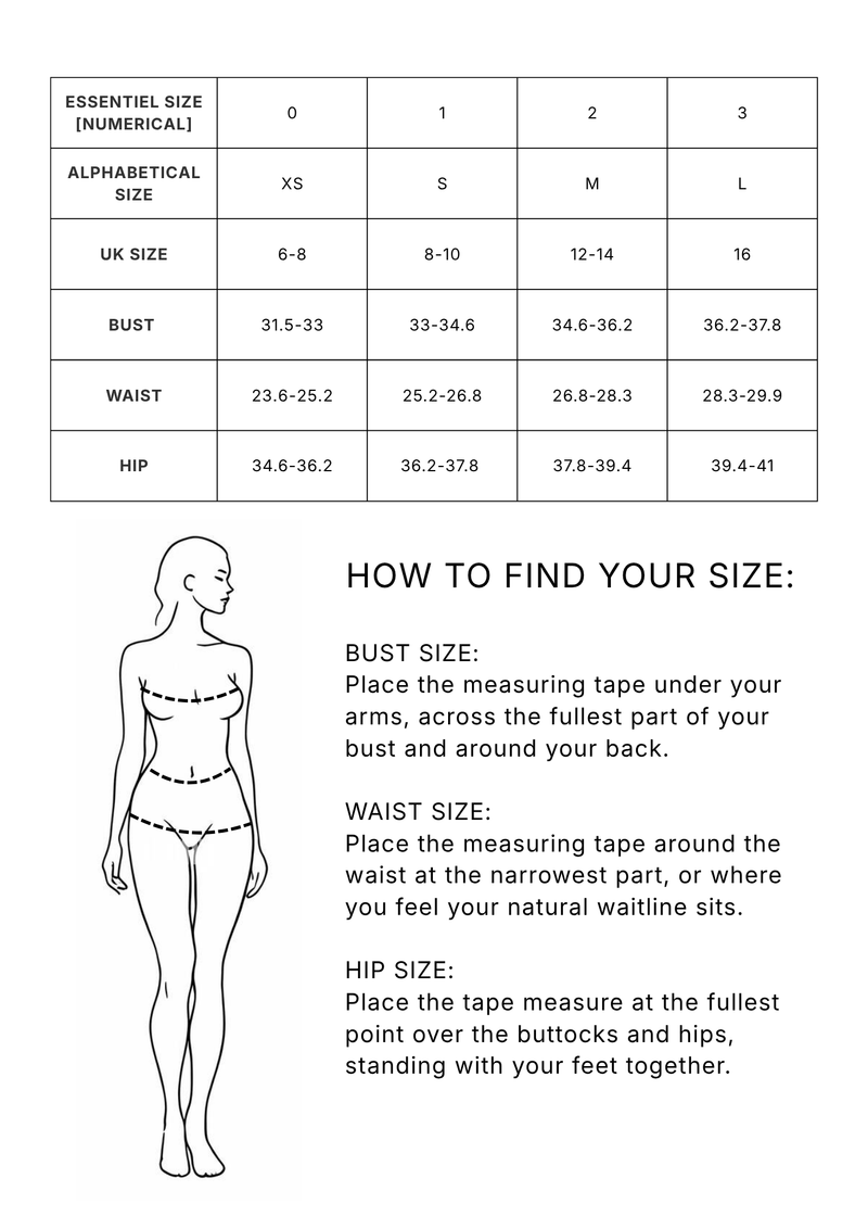 Essentiel Antwerp sizing guide