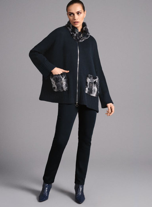 Faber faux fur collar cardigan 24701