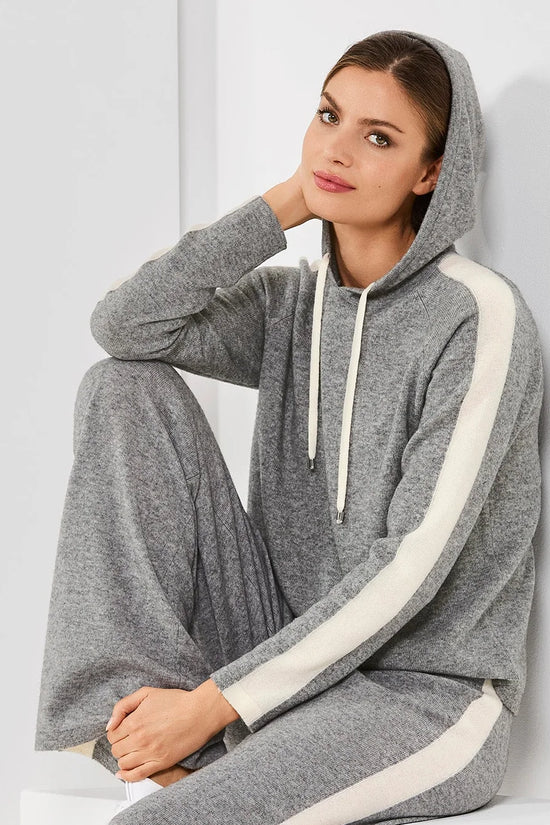 Faber Titanium Grey Cashmere Blend Lon Sleeve Hooded Top