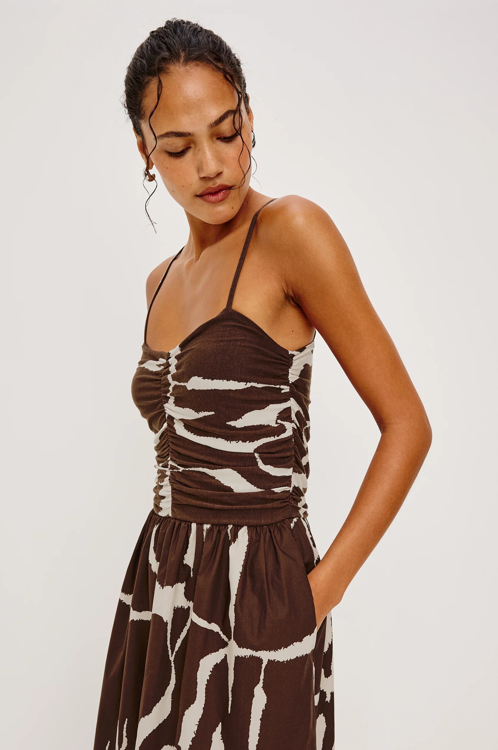 Rails Brown Print Sleeveless Maxi Dress FISHER