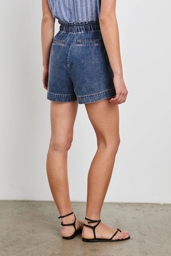 Rails Classic Blue Denim Mid-Length High Rise Shorts