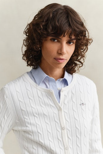 Gant Eggshell Cable Knit Long Sleeve Cardigan 4800103