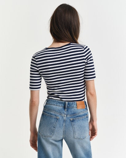 Gant Navy Striped Short Sleeve Crew Neck T-Shirt 4203493