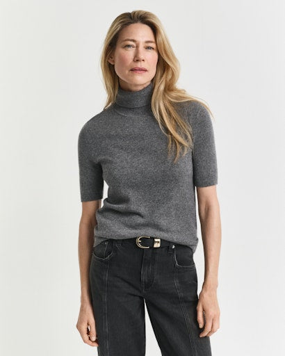 Gant charcoal short sleeved cashmere turtleneck Sweater 4805424