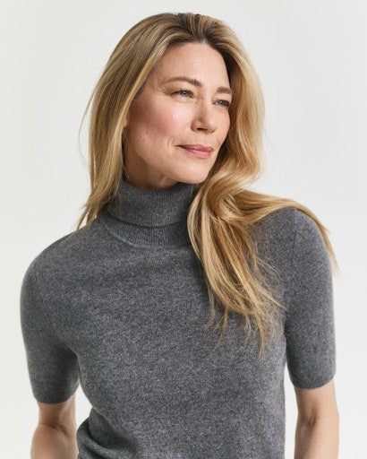 Gant charcoal short sleeved cashmere turtleneck Sweater 4805424