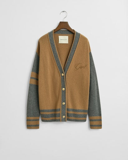 Gant whiskey brown varsity v-neck cardigan 4805422