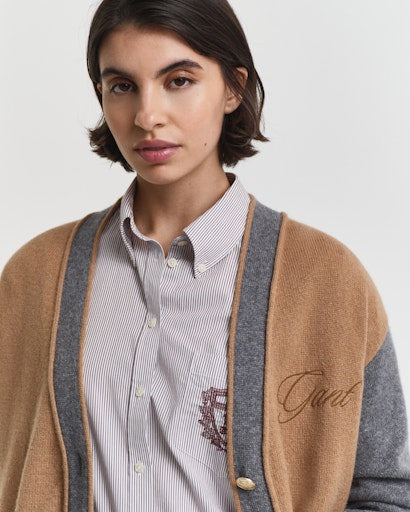 Gant whiskey brown varsity v-neck cardigan 4805422