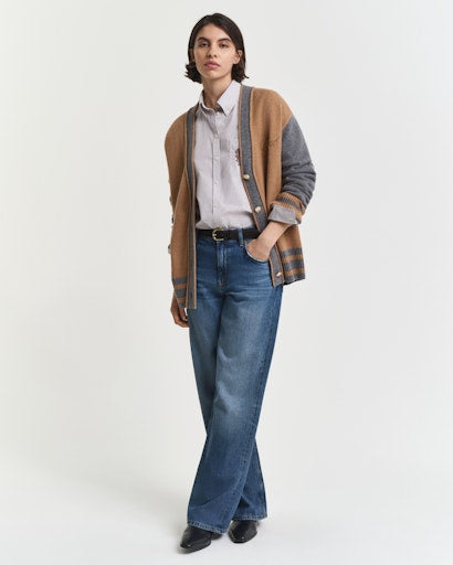 Gant whiskey brown varsity v-neck cardigan 4805422