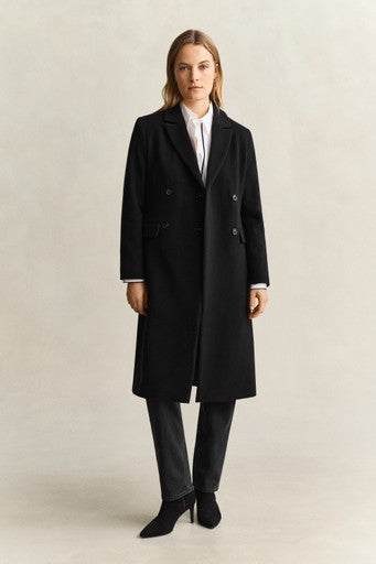 Gant Black Wool Cashmere Blend Double Breasted Coat