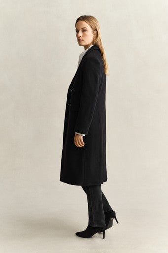 Gant Black Wool Cashmere Blend Double Breasted Coat