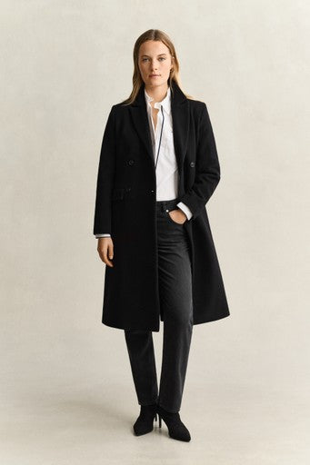 Gant Black Wool Cashmere Blend Double Breasted Coat