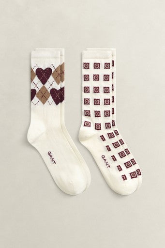 Gant cream 2-Pack Argyle Heart Socks Gift Box