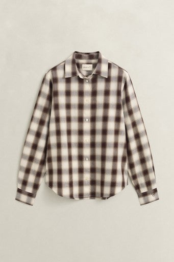 Gant Brown Regular Check Flannel Shirt 