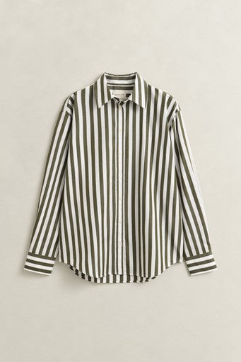 Gant Country Green Relaxed Striped Poplin Shirt