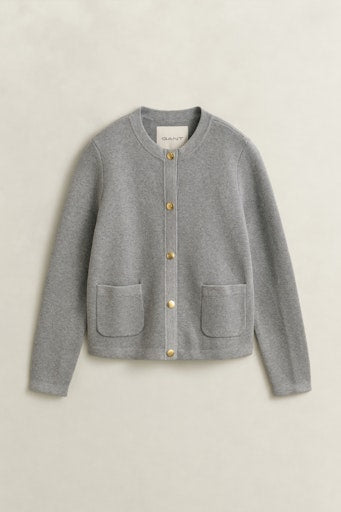 Gant Grey Organic Cotton Crew Neck Cardigan