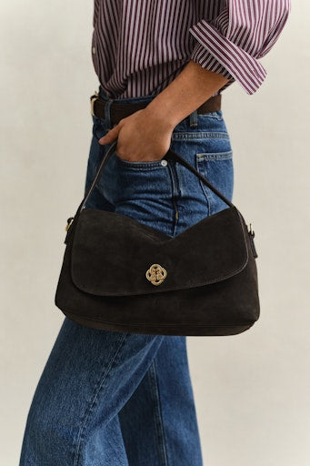 Gant Dark Brown Slouchy Suede Shoulder Bag
