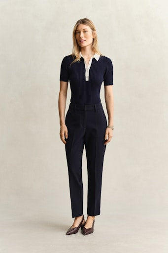 Gant Dark Blue Cropped Slim Fit Trousers