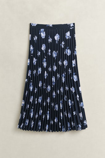 Gant Dark Blue Floral Print Pleated Skirt