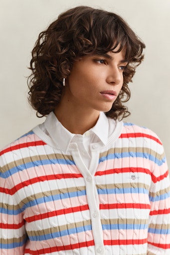 Gant Striped Cable Knit Cardigan 4800112