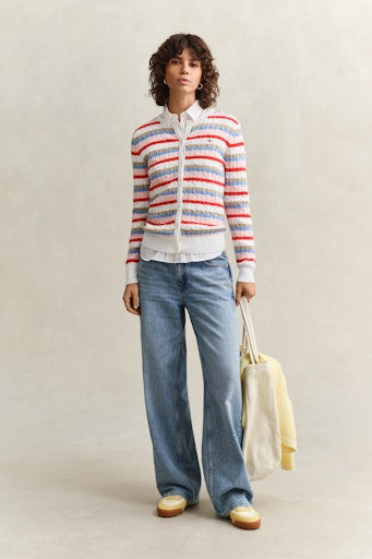 Gant Striped Cable Knit Cardigan 4800112
