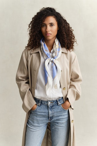 Gant Blue Chain Print Silk Square Scarf
