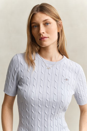 Gant Light Blue Cable Knit Short Sleeve Sweater 4800105